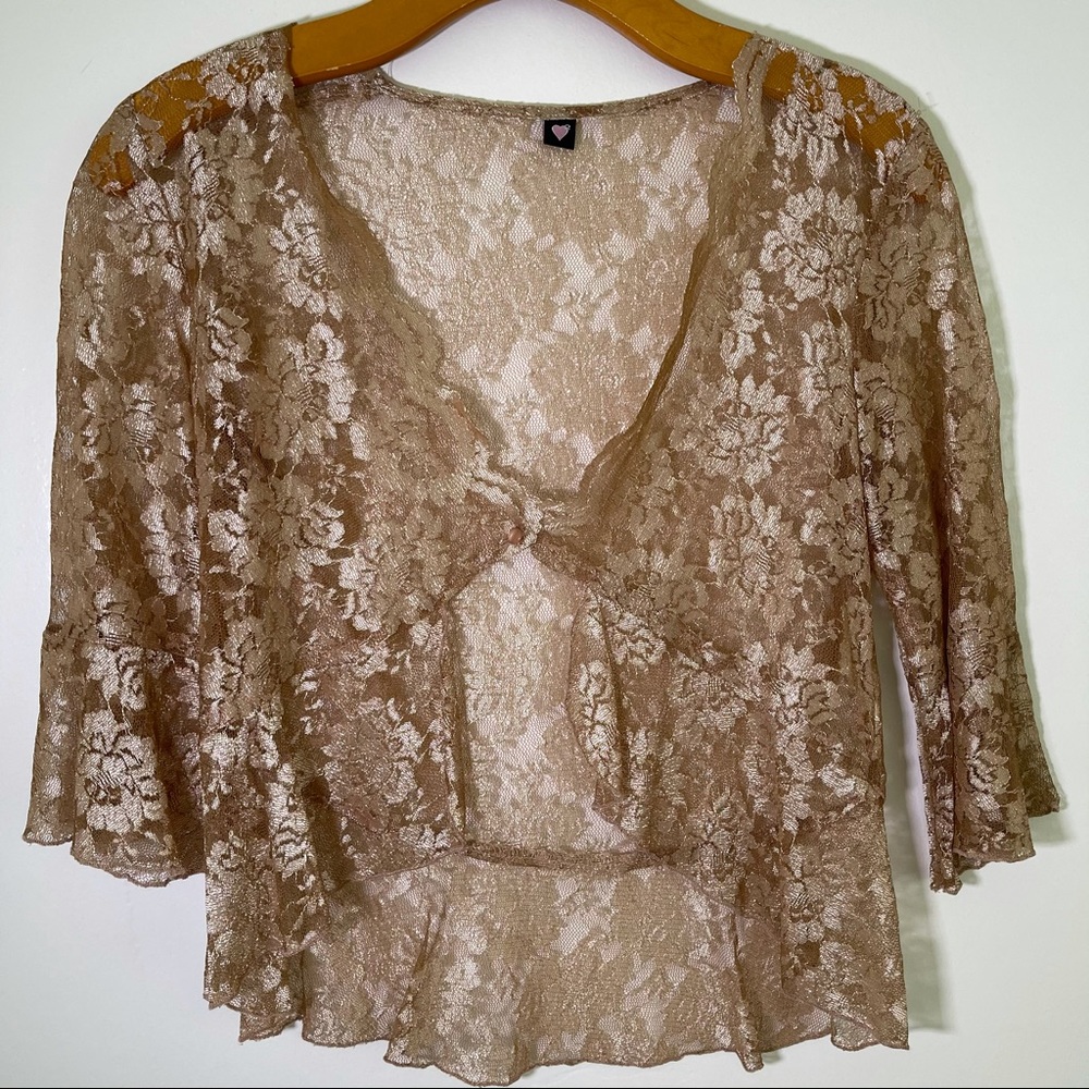Vintage bohemian gold lace blouse